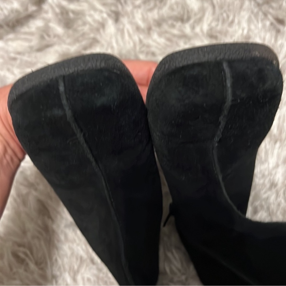 Aerosoles Black Faux Fur Trim Wedge Boots - Picture 6 of 8